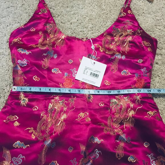NWT Missguided Pink Jacquard Dragon and Phoenix Strappy Mini Dress - Picture 12 of 15